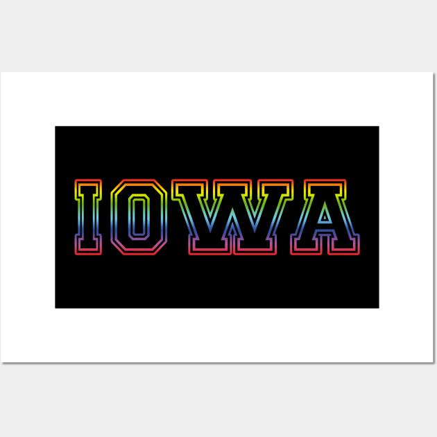 Iowa Pride Rainbow Black Wall Art by HighBrowDesigns